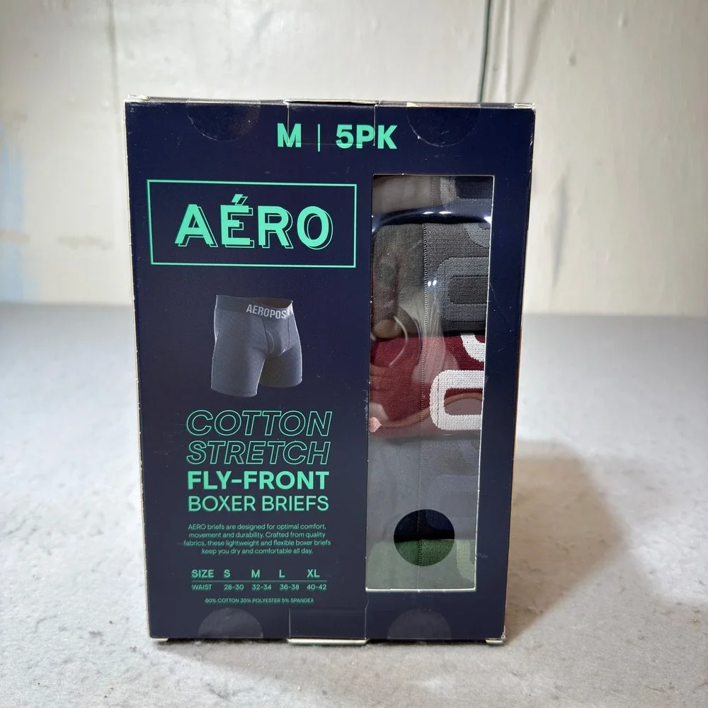 Aeropostale Boxer Briefs Men Medium Multi 5PK New Cotton Stretch AA109BG
